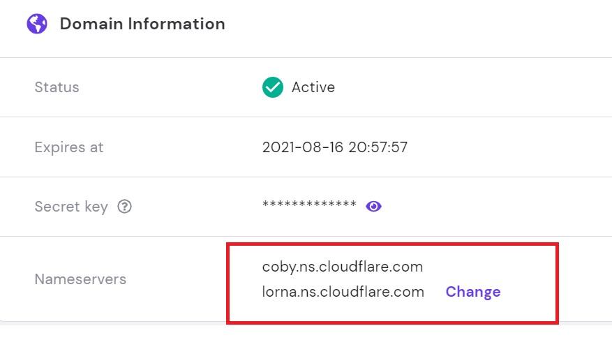 Add cloudflare name server in your server.