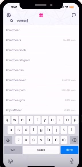 Search hashtag