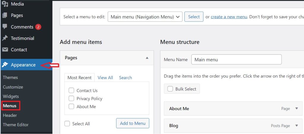 Creating login menu option from WordPress.