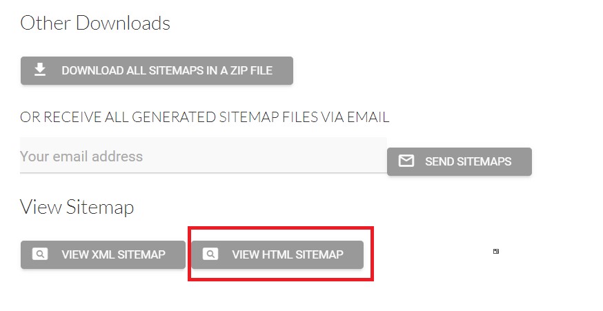 Click on view HTML sitemap.