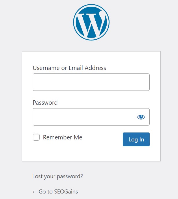 This image showing WordPress login page.