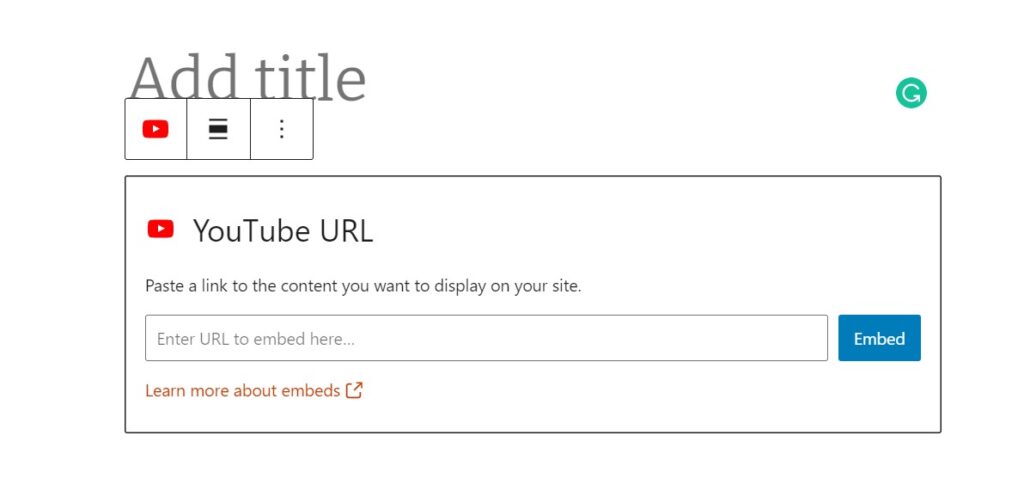 Adding YouTube video URL.