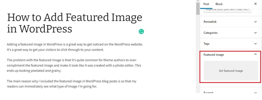 Adding featured image in wordpress.