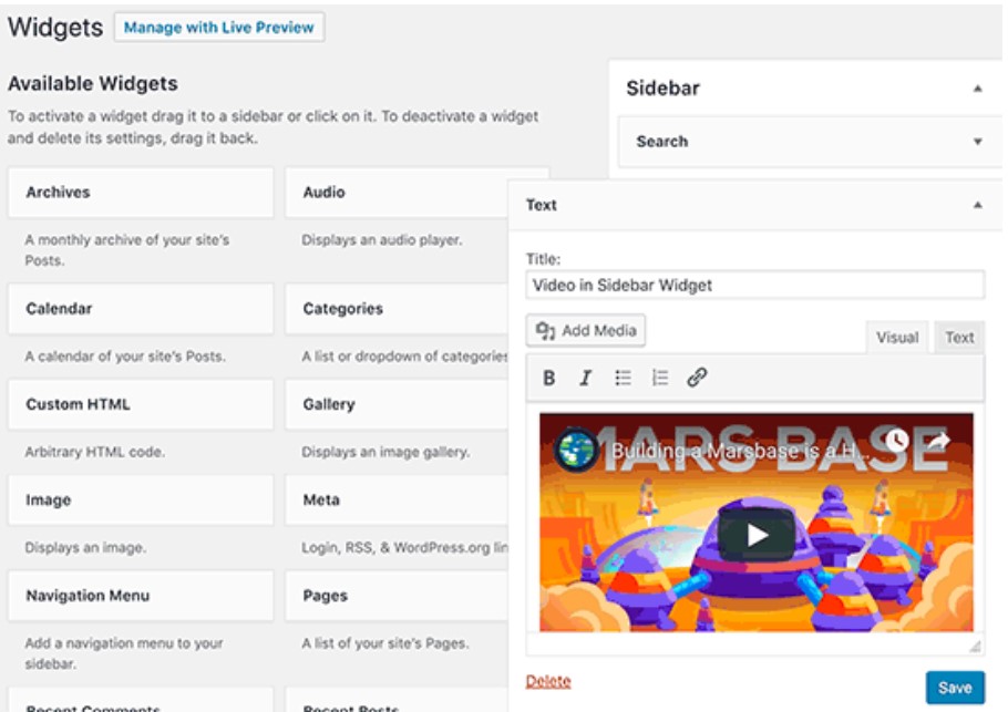 Image showing How to ad video in WordPress sidebar.