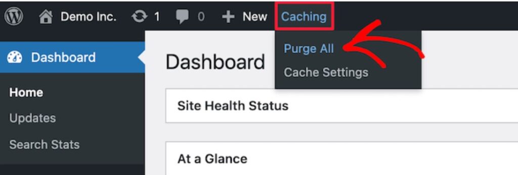 Bluehost purge all Caching.