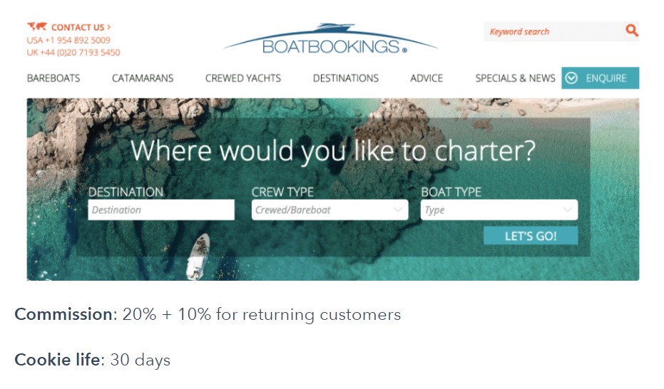 Boatbookings' affiliate program is the world's most exciting